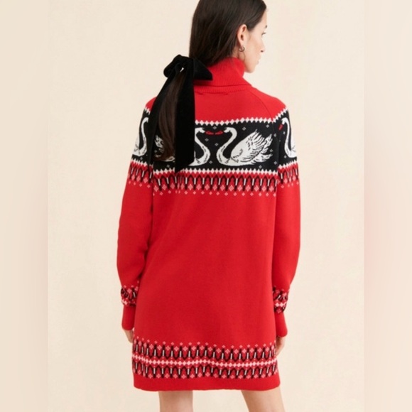 Rachel Antonoff Red and Black Swan Mini Dress Nina 2X - Picture 3 of 10